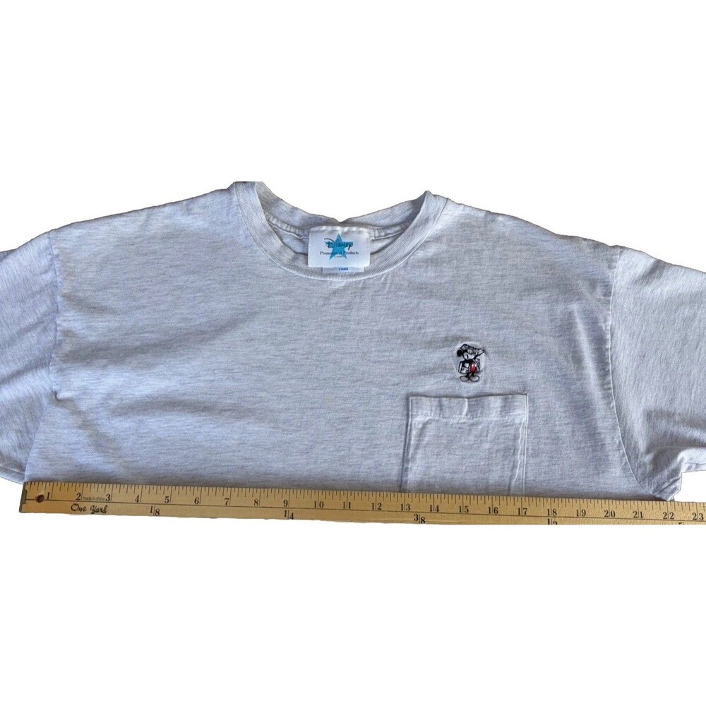 Vintage Disney Mickey Mouse Pocket Tee Mens XL Gray Embroidered Graphic Shirt - Picture 5 of 5